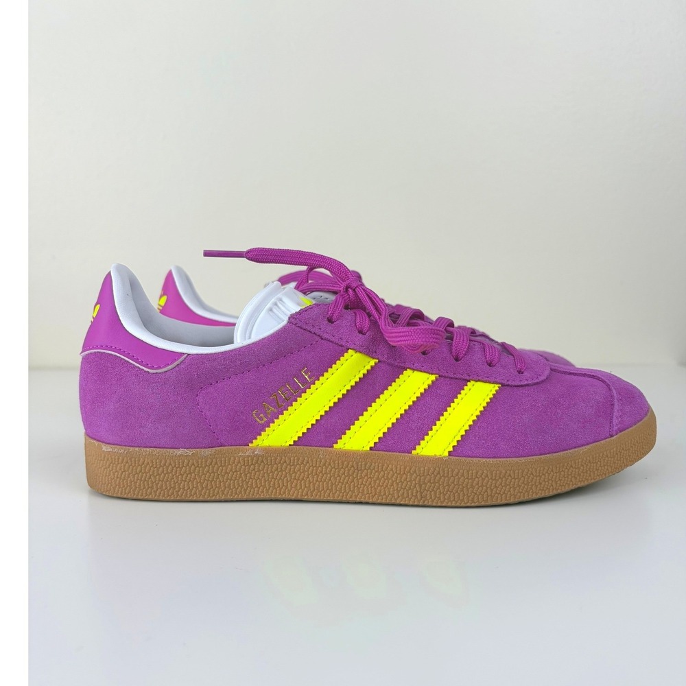 Adidas Gazelle Purple Burst Solar Yellow Suede Sneakers JI1373 Womens 7